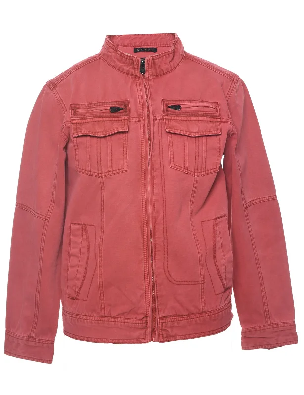 Salmon Pink Denim Jacket - L Corduroy Jacket Velvet Jacket Brocade Jacket