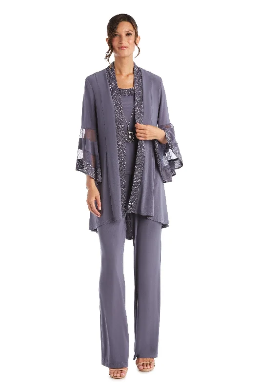 R&M Richards 7241 Formal Duster Jacket Pant Set Clearance Trendy High-Waist Trousers