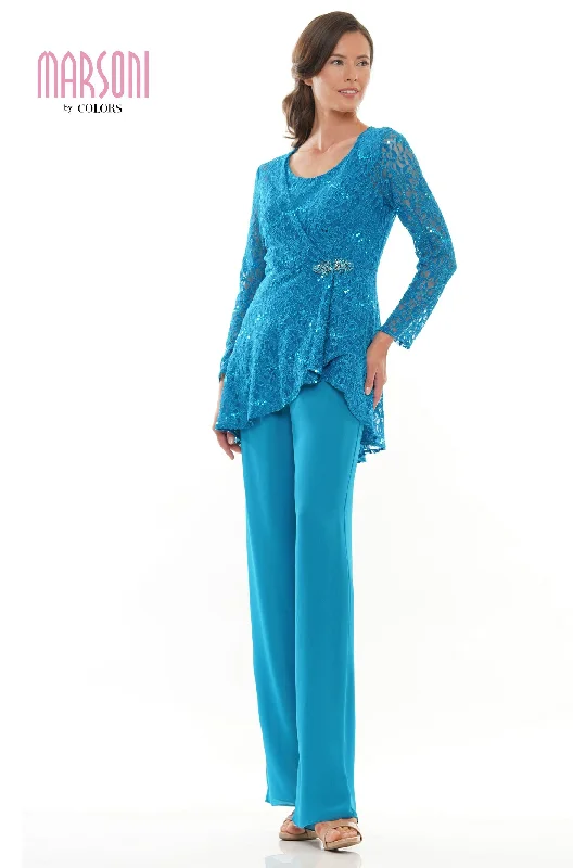 Marsoni by Colors -M305 Pantsuit With Stretch Lace Jacket Fashionable Work Pants