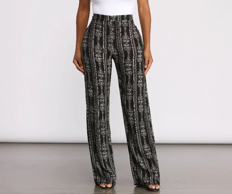 Bring On The Boho Vibes Printed Pants Cozy Full-Length Pants