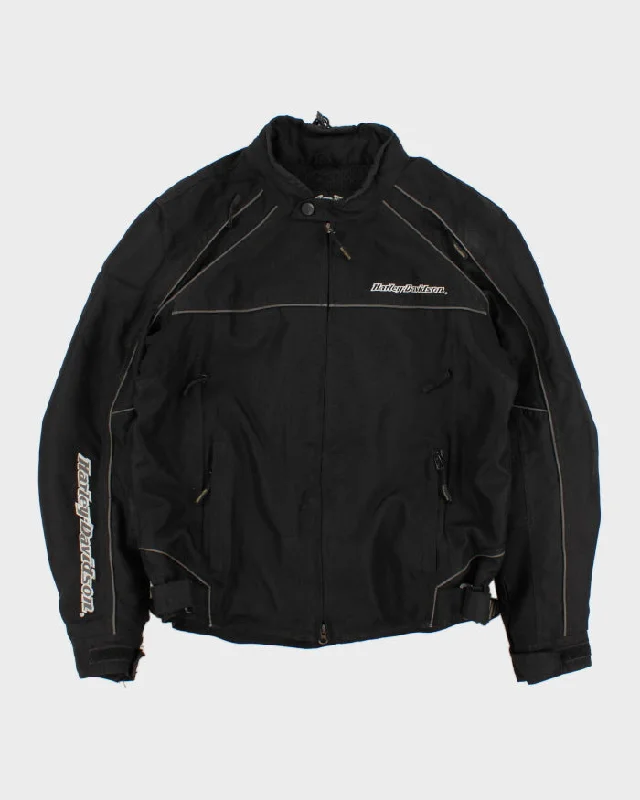 Men's Vintage Harley Davidson Biker Jacket - M Faux Fur Fabric Real Fur Fabric Shearling Fabric