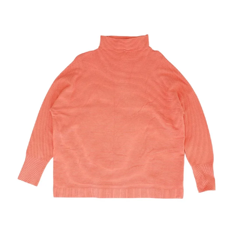 Orange Solid Mockneck Sweater Elegant Classic Vintage