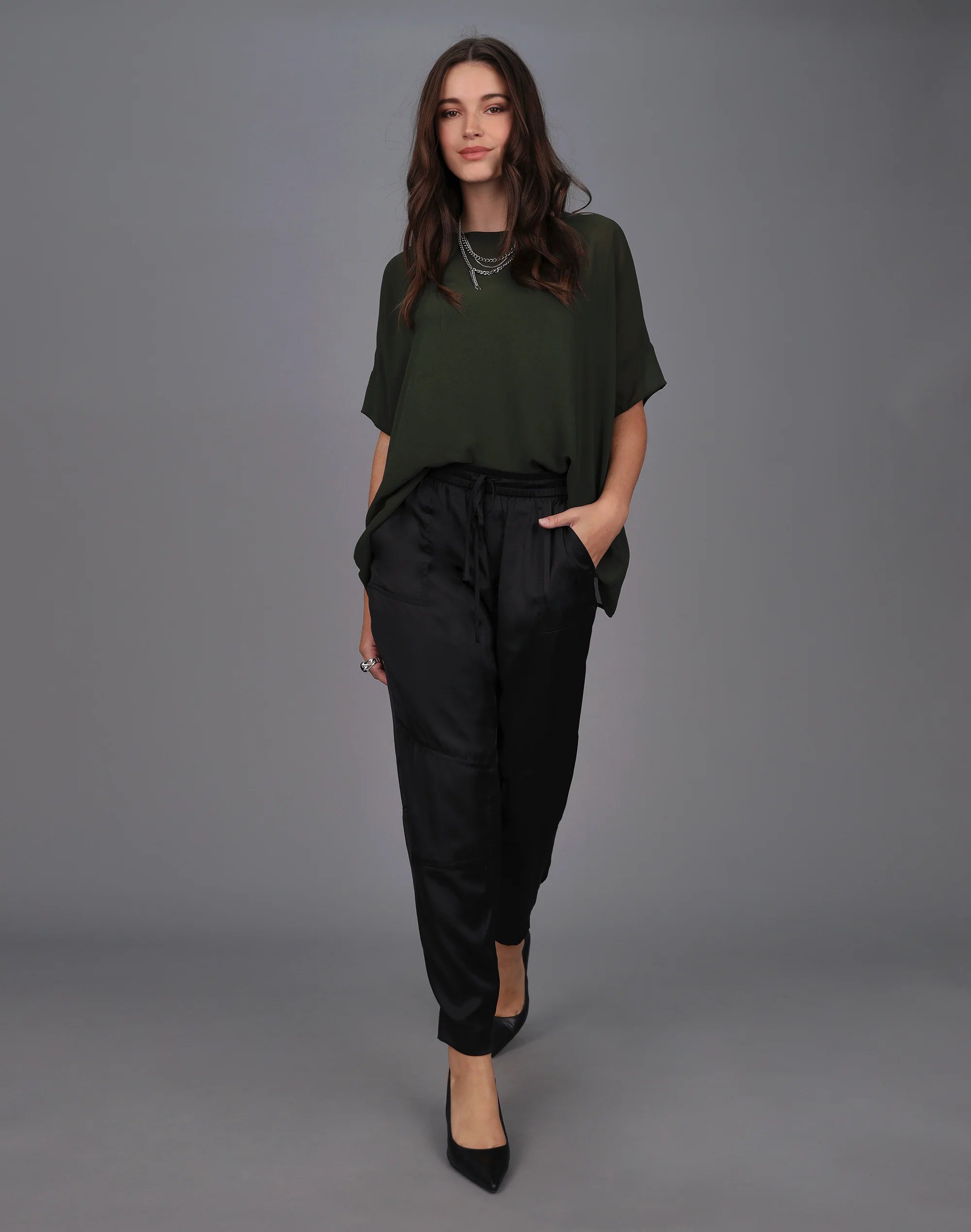 Slouch Satin Pant Casual Wide Pants