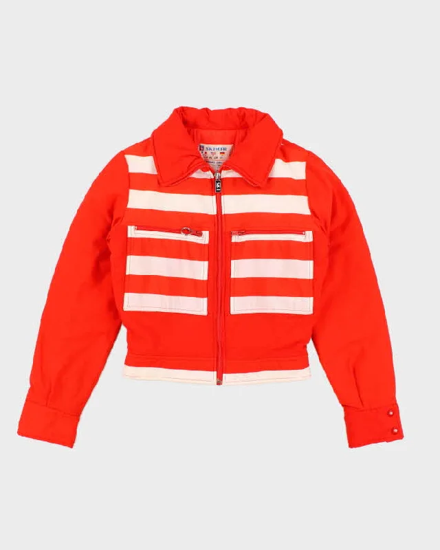 Womens Vintage 1980s Red and White French Ski Jacket - XS Zip Front Button Front Snap Front Womens Vintage 1980s Red and White French Ski Jacket - XS Zip Front Button Front Snap Front