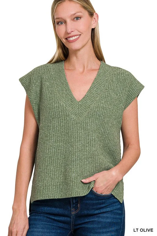 I Will Be There Light Olive Side Slit Sweater Vest (Size Large) Plaid Sweater Polka Dot Checkered I Will Be There Light Olive Side Slit Sweater Vest (Size Large) Plaid Sweater Polka Dot Checkered