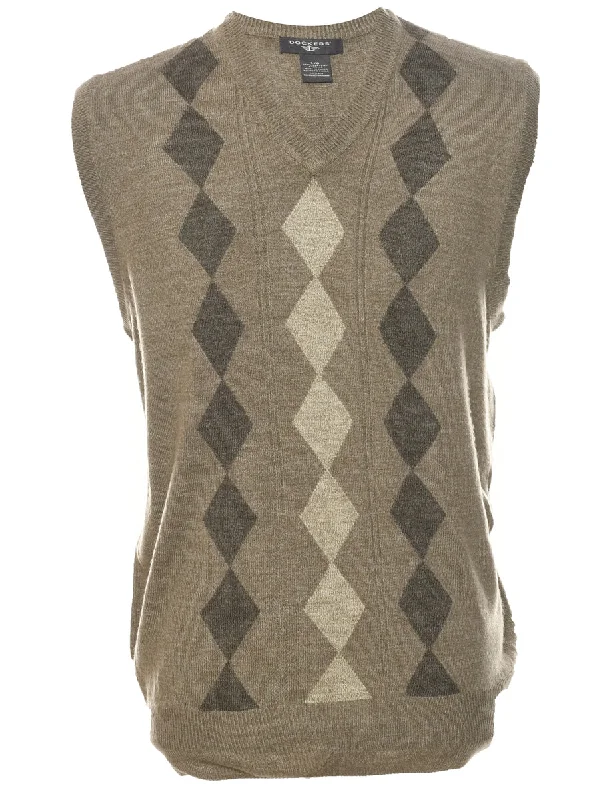 Dockers Argyle Sweater Vest - L Houndstooth Herringbone Solid