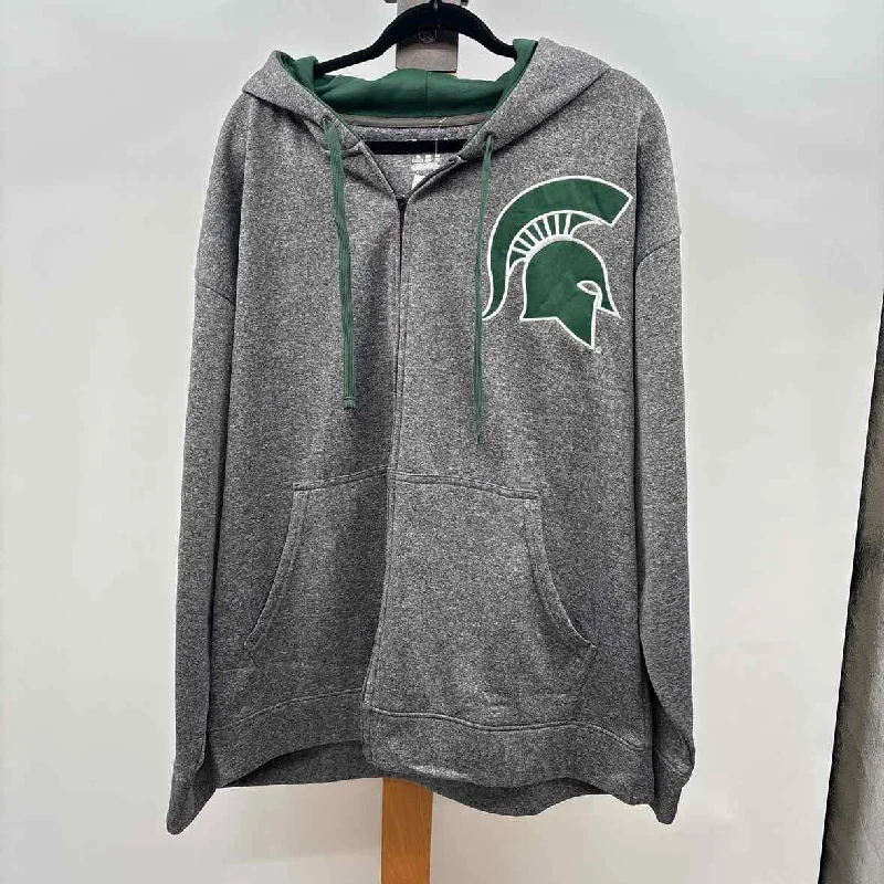 Champion Men's Size 2XL Gray Spartans Jacket Front Pockets Side Pockets Patch Pockets