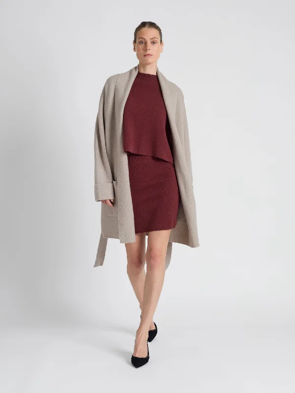 Cashmere skirt "Olava" - Bordeaux leather skirt durable