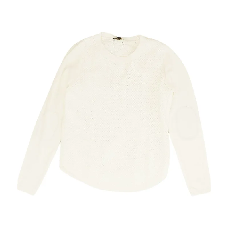 Ivory Solid Crewneck Sweater Jersey Fabric Tulle Fabric Batik Fabric