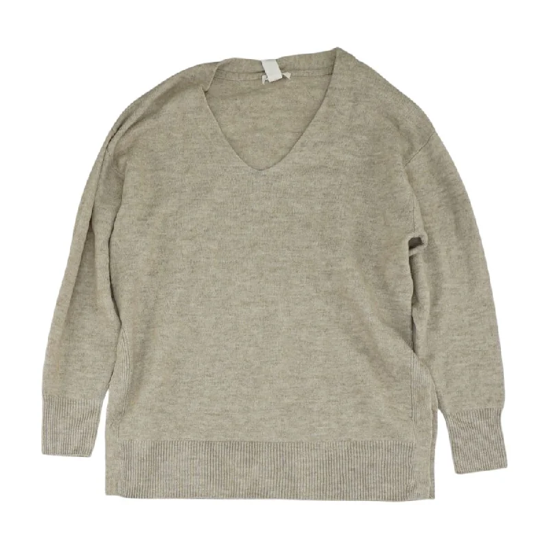 Beige Solid Sweater Lace Blend Ribbed Blend Corduroy Blend