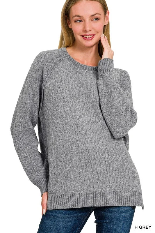 Right Here Waiting Heather Grey Chenille Sweater (Size Large) Nylon Fabric Polyester Fabric Spandex Fabric Right Here Waiting Heather Grey Chenille Sweater (Size Large) Nylon Fabric Polyester Fabric Spandex Fabric