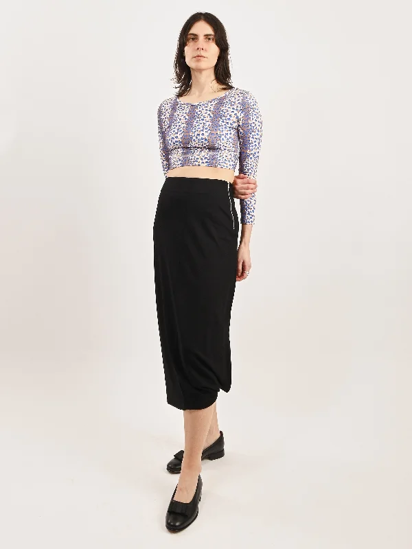 Black Twisted Hem Skirt corduroy skirt textured