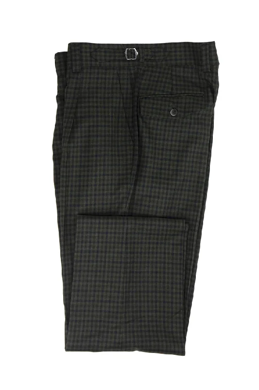Tiglio Luxe Dark Green with Navy Check Semi-Wide Leg Wool Marbella Dress Pants TL5546 Trendy Palazzo Pants Tiglio Luxe Dark Green with Navy Check Semi-Wide Leg Wool Marbella Dress Pants TL5546 Trendy Palazzo Pants
