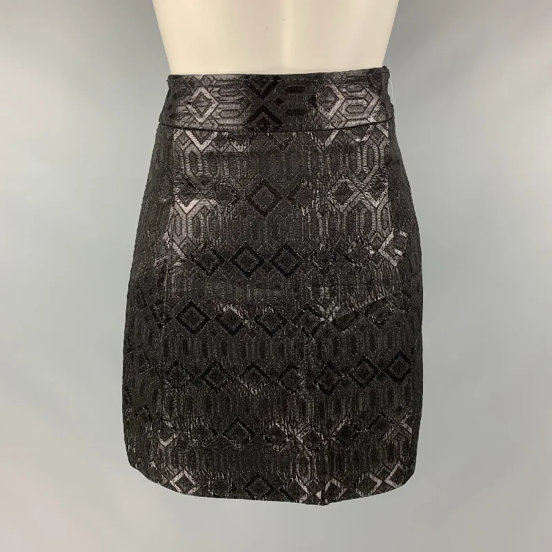 TORY BURCH Size 0 Black Acetate Rayon Pleated Mini Skirt velvet skirt plush