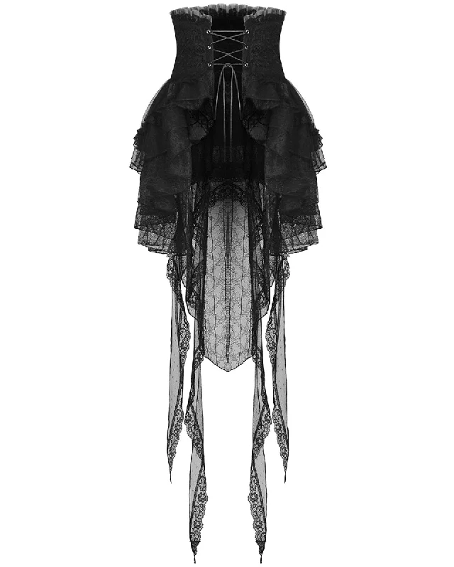 Dark In Love Dark Gothic Jacquard Lace Up Half Skirt silk skirt luxurious