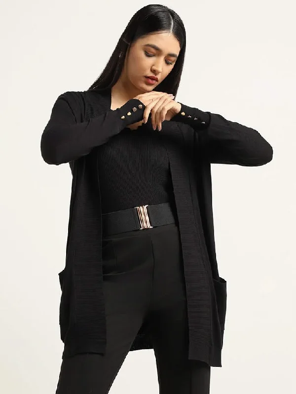 Wardrobe Black Knitted Jacket Fitted Jacket Loose Jacket Oversized Jacket