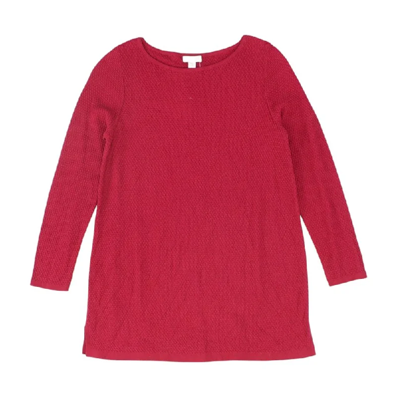 Red Solid Crewneck Sweater Bright Pastel Dark