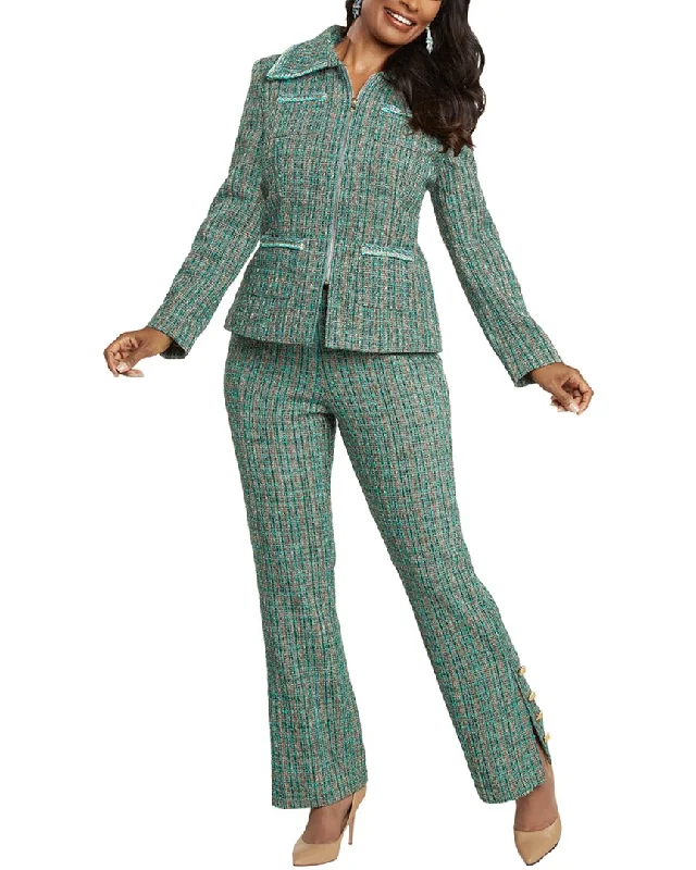 Donna Vinci 2pc Jacket & Pant Set Comfortable Denim Trousers
