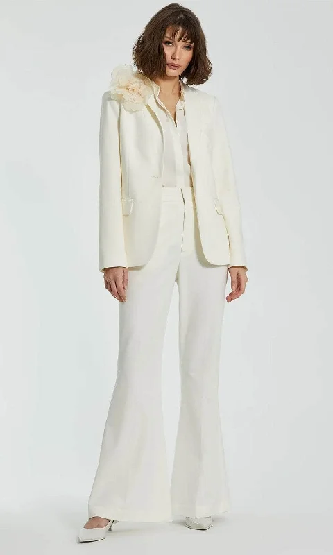 Mac Duggal R81065 - V-Neck Applique Pantsuit Relaxed High-Waist Trousers