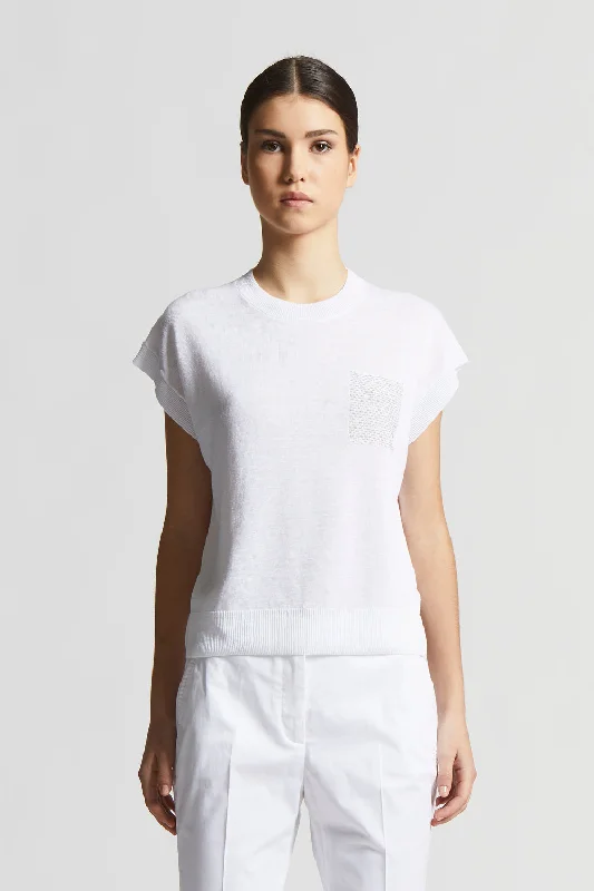 Linen and cotton sweater Notch Collar Peter Pan Collar Cowl Neck