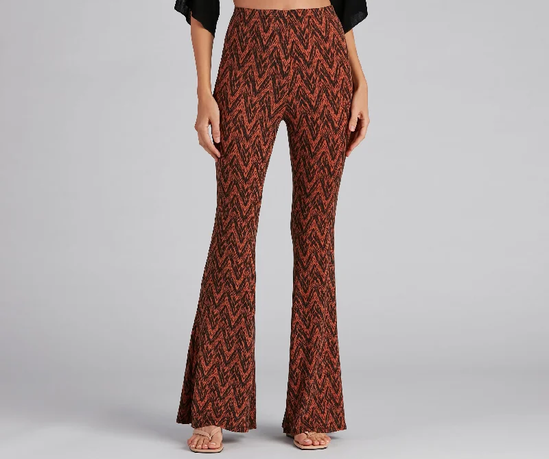 Chevron Chills Flare Pants Comfortable Jogger Trousers