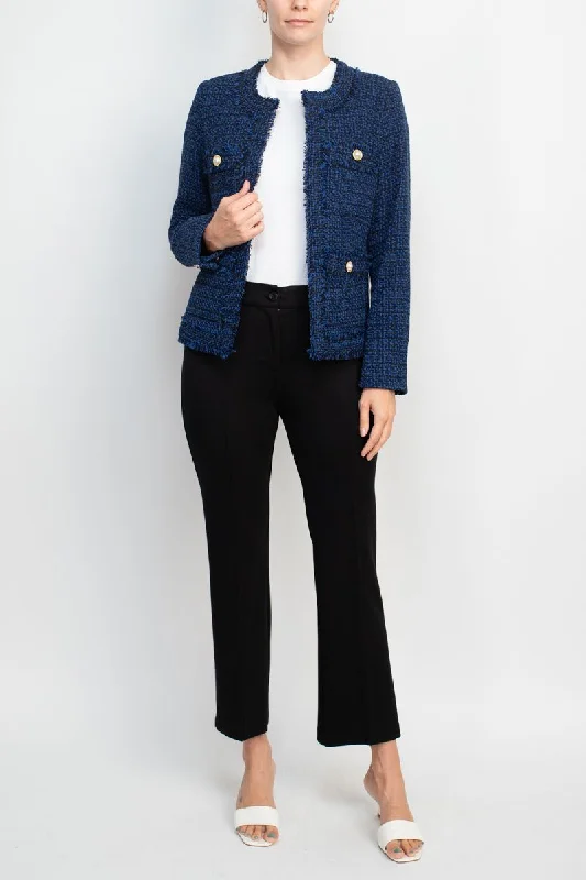 Nanette Lepore  Formal Tweed Jacket Straight Pant Suit Comfortable Wide-Leg Pants