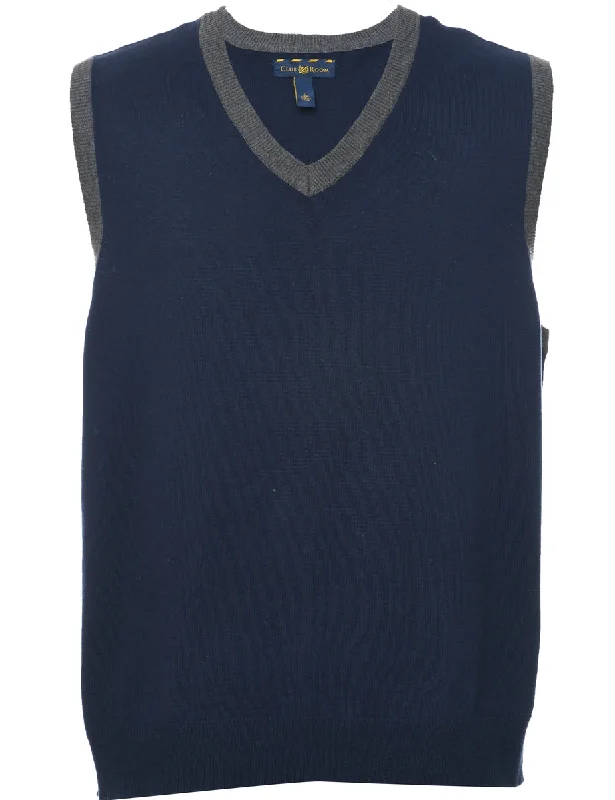 Fine Knit Sweater Vest - L Iron Safe Non-Iron Wrinkle Free