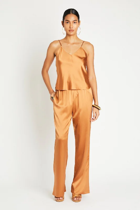 + Beryll Liz Silk Pants | Copper Wide-Legged Palazzos