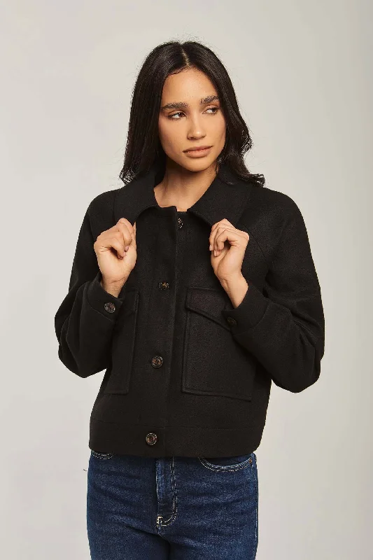 Women Jacket Box Shape Short Black V-Neck Jacket Boat Neck Jacket Square Neck Jacket Women Jacket Box Shape Short Black V-Neck Jacket Boat Neck Jacket Square Neck Jacket