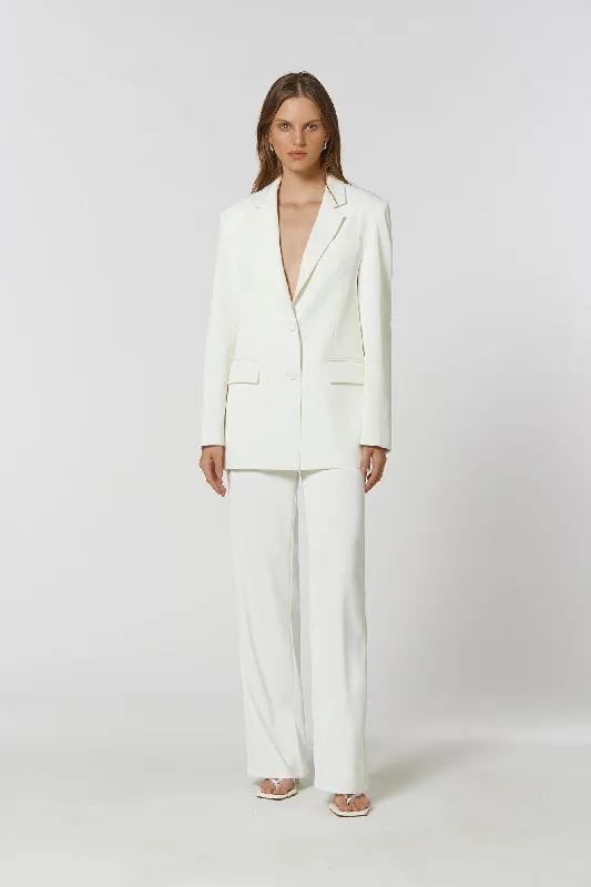 Kianna Shim Flare Pant - Ivory Fashionable Button-Up Pants