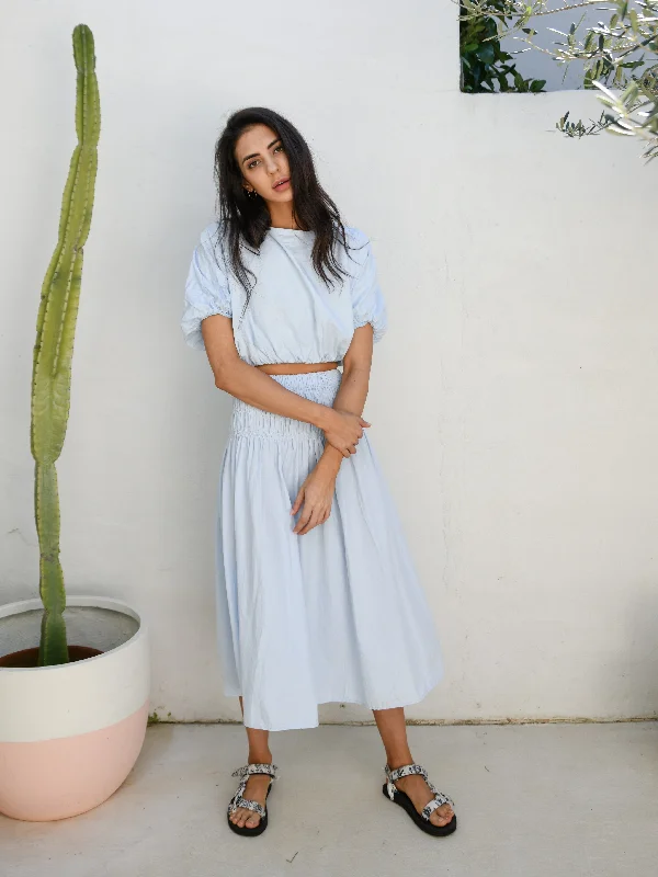 EBONY TOP & SKIRT TWO PIECE SET - BLUE breathable skirt fabric