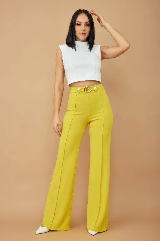 Cg Buckle And Button Detail Pants Comfy Zip-Up Pants