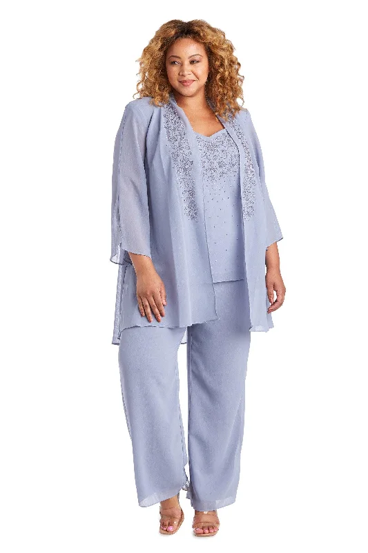 R&M Richards 7216W Plus Size Jacket Pant Suit Comfy High-Waist Jeans