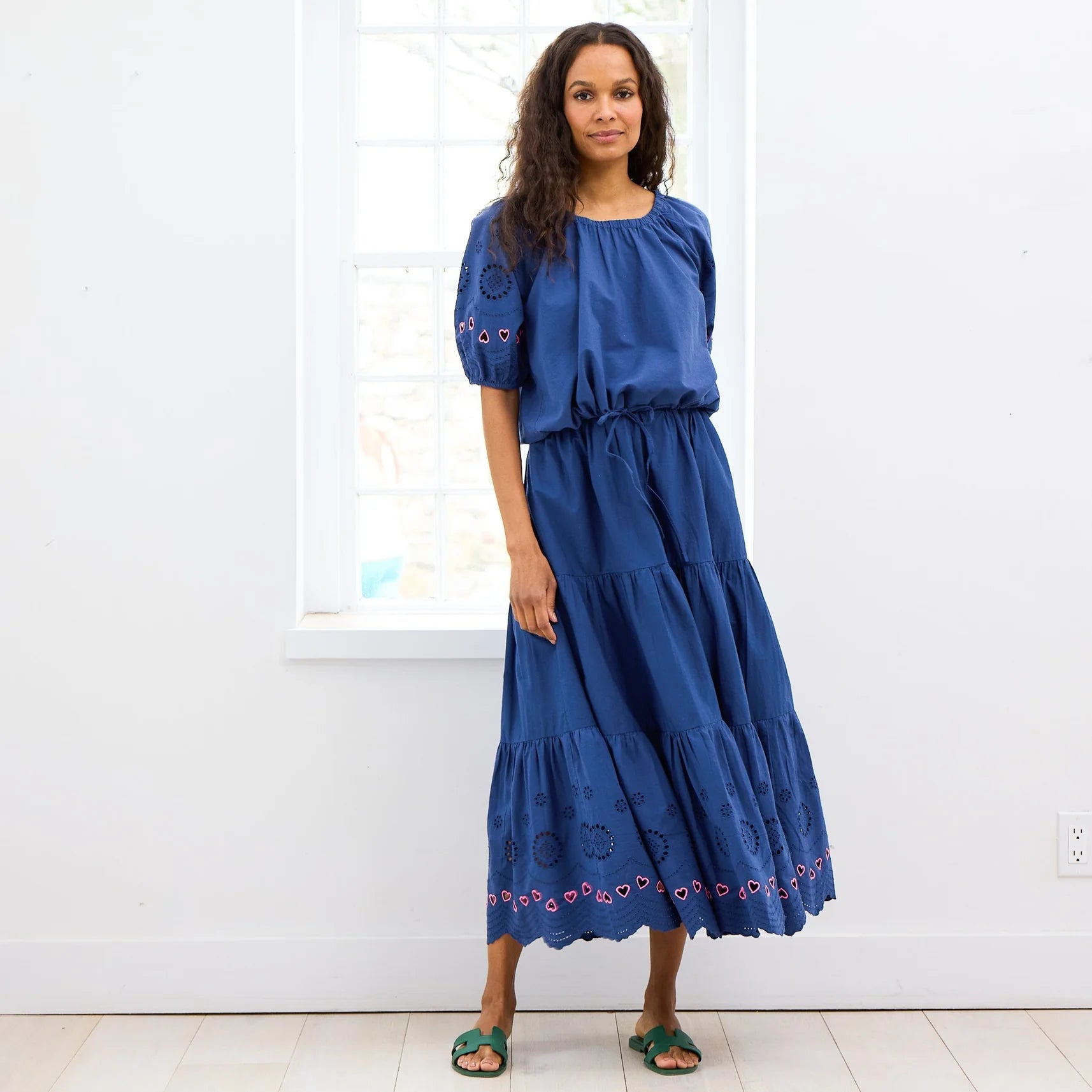 Gabrielle Eyelet Maxi Skirt wool skirt thick