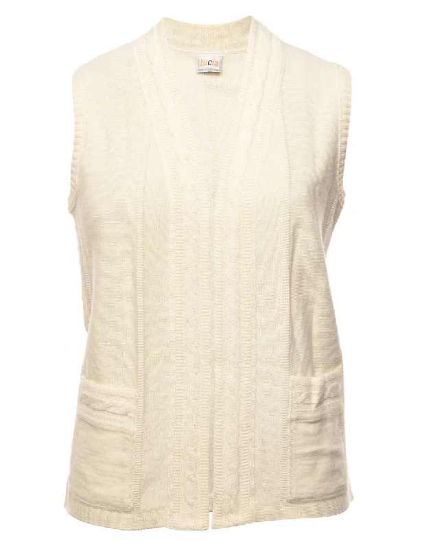 Cable Knit Sweater Vest - M Transparent Opaque Sheer