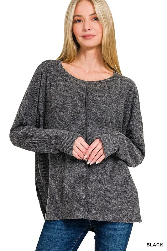 Center Of Attention Black Ribbed Dolman Sleeve Sweater (Size Small/Medium) Oversized Loose Flowy Center Of Attention Black Ribbed Dolman Sleeve Sweater (Size Small/Medium) Oversized Loose Flowy