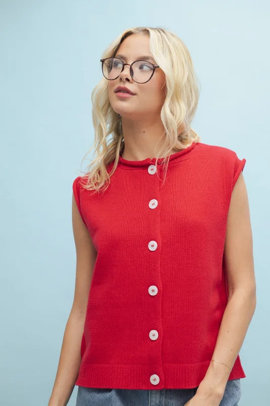 Beatrice Sweater Button Up Vest Hooded Sweater Collared Sweater Shawl Collar