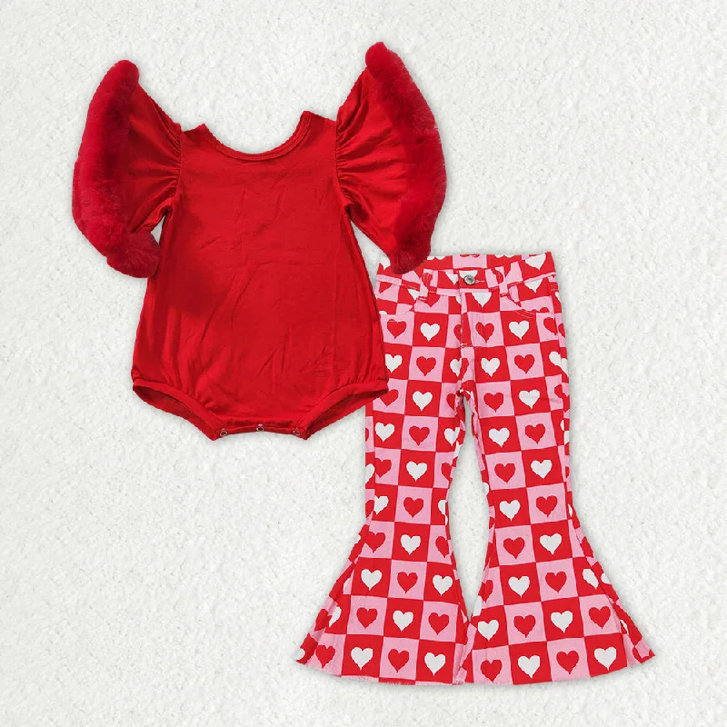 Baby Girl Short Sleeves Red Velvet Hearts Denim Pants Clothes Valentines Set Cozy Lounge Pants Baby Girl Short Sleeves Red Velvet Hearts Denim Pants Clothes Valentines Set Cozy Lounge Pants