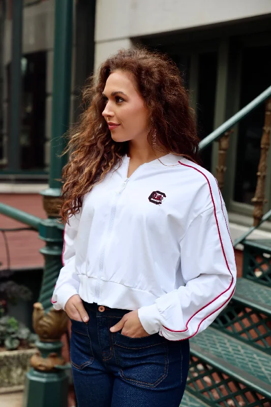 ZZ Block C Track Jacket A-Line Jacket Boat Neck Shawl Collar
