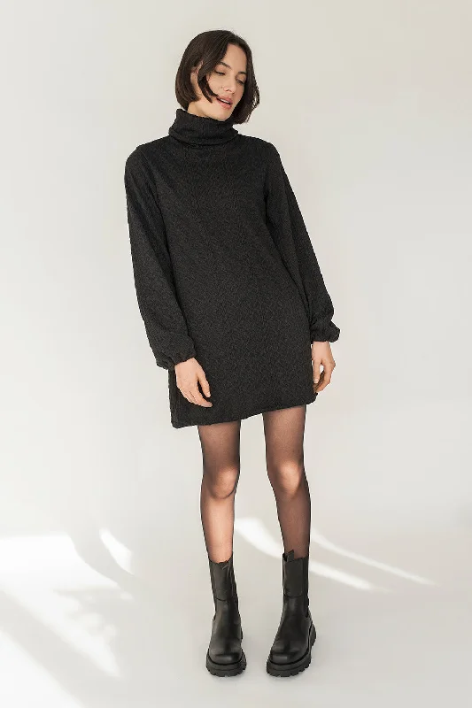 Hilena | Short Turtleneck Sweater Dress Velvet Chenille Corduroy