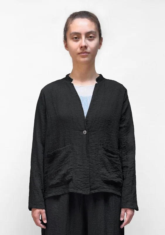 MOTION One Button Jacket in Black Hooded Jacket Caped Jacket Shawl Collar Jacket