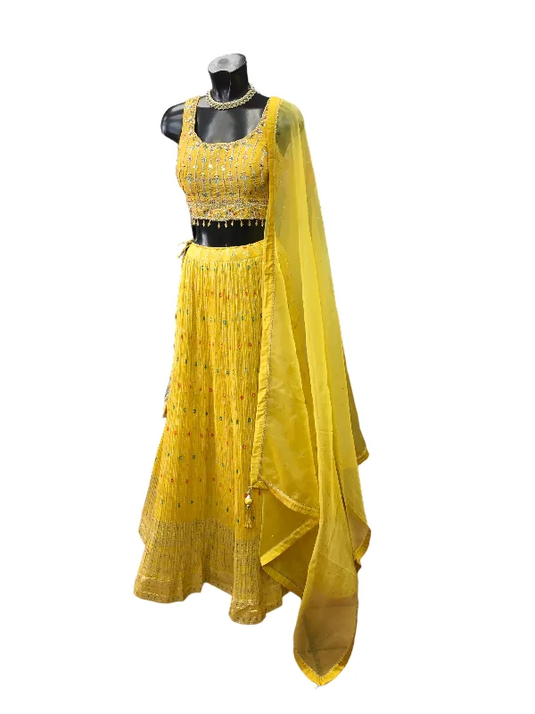 Stunning Yellow Lehenga Set with Crushed Skirt - Size 12 - UK Stock - 24h Dispatch - HD9104 CY 0124 leather skirt sleek Stunning Yellow Lehenga Set with Crushed Skirt - Size 12 - UK Stock - 24h Dispatch - HD9104 CY 0124 leather skirt sleek