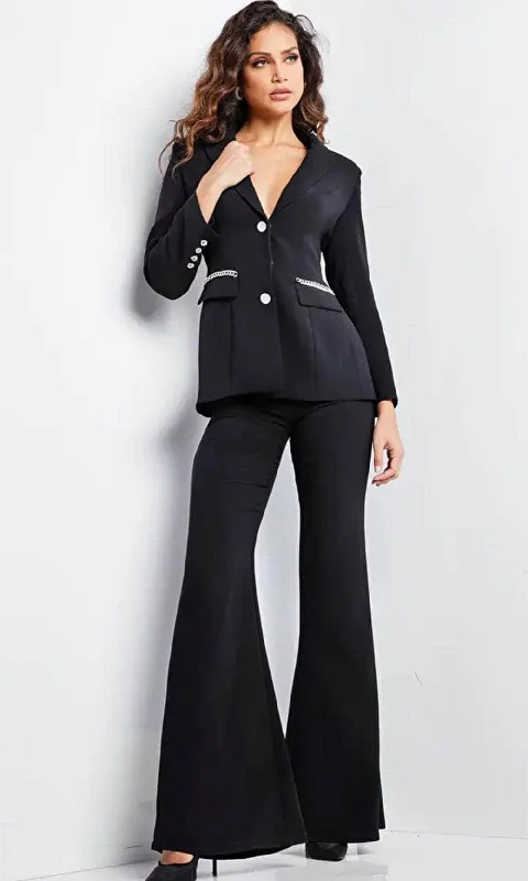 Jovani 26144 - Two-Piece V-Neck Pantsuit Comfortable Jogger Trousers