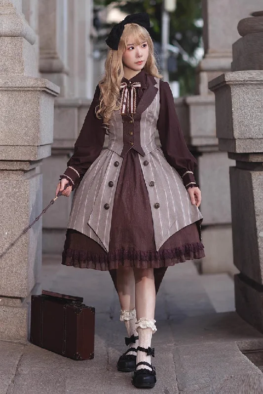 Brown/Grey Witch'S Notes Ruffle Cardigan Classic Lolita Skirt cashmere skirt plush