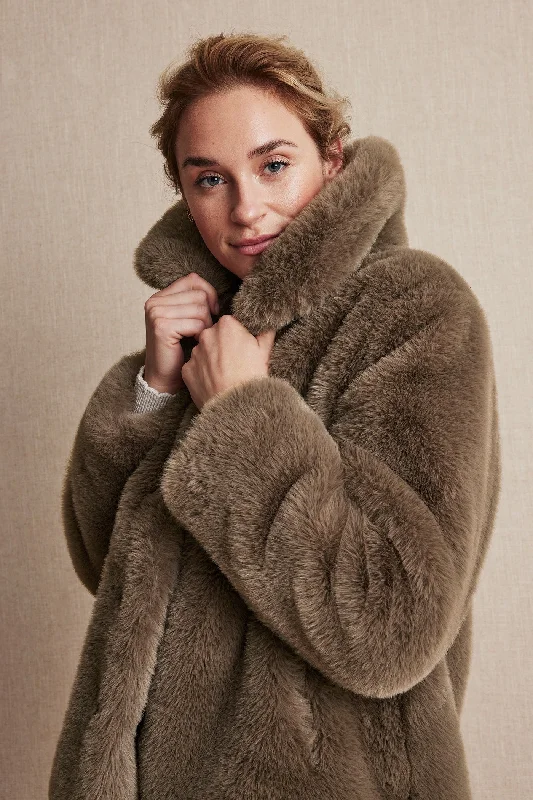 Women's brown faux fur jacket Print Jacket Jacquard Jacket Patchwork Jacket