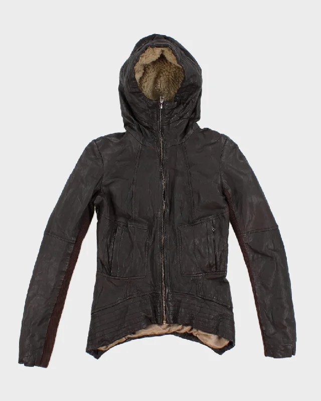 Vintage Woman's Denier Brown Leather Hooded Jacket - XS Denim Jacket Leather Jacket Suede Jacket Vintage Woman's Denier Brown Leather Hooded Jacket - XS Denim Jacket Leather Jacket Suede Jacket