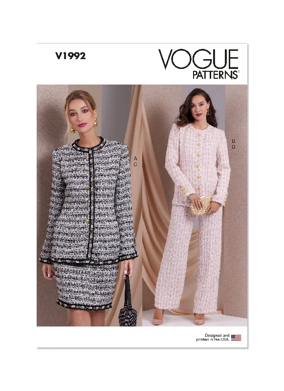 Voguepattern V1992 Misses' Jackets, Skirt and Pants Insulated Jacket Fitted Jacket Loose Jacket Voguepattern V1992 Misses' Jackets, Skirt and Pants Insulated Jacket Fitted Jacket Loose Jacket