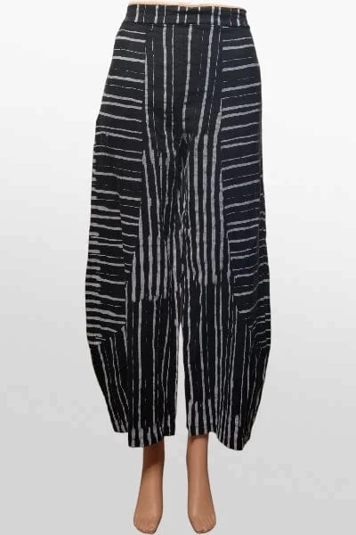 Light Linen Pant by Inizio - Black Stripes Casual Lounge Pants