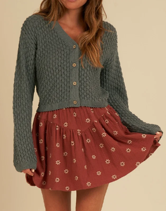The Sparrow Skirt by Rylee + Cru - Embroidered Daisy silk skirt luxurious