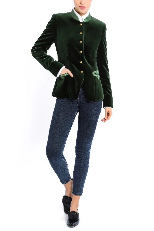 Jacket from velvet in avocado green with silk Bomber Jacket Anorak Windbreaker